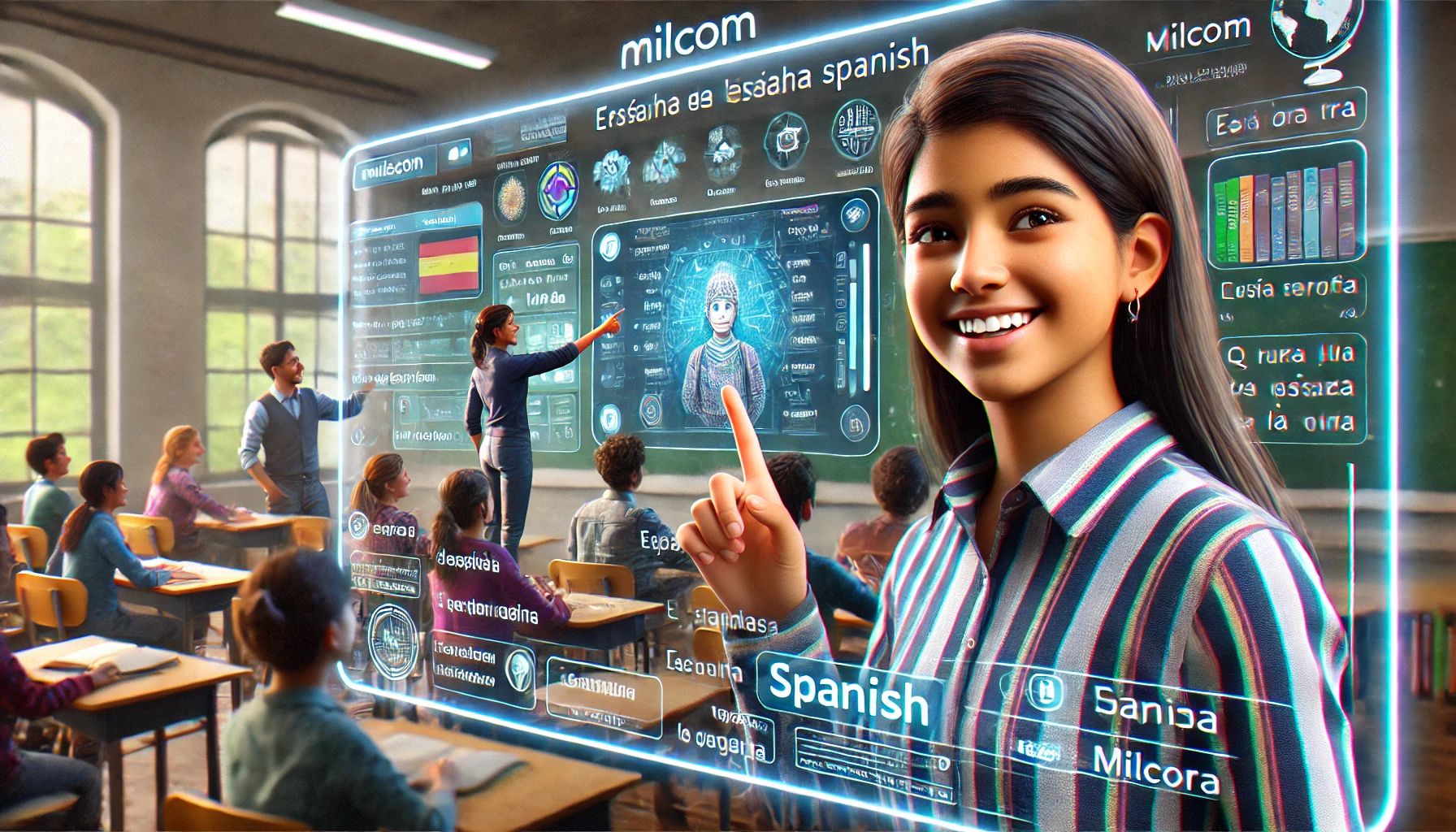 Student with MILCOM digital board
